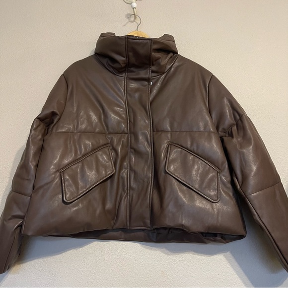 Pistola Denim Donovan Faux‎ Leather Puffer Brown Jacket - Picture 8 of 16